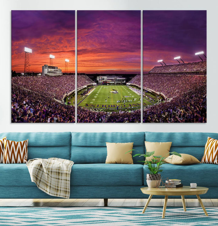 East Carolina University Pirates Football Team Print - Greenville Dowdy-Ficklen Stadium Wall Art Canvas Print