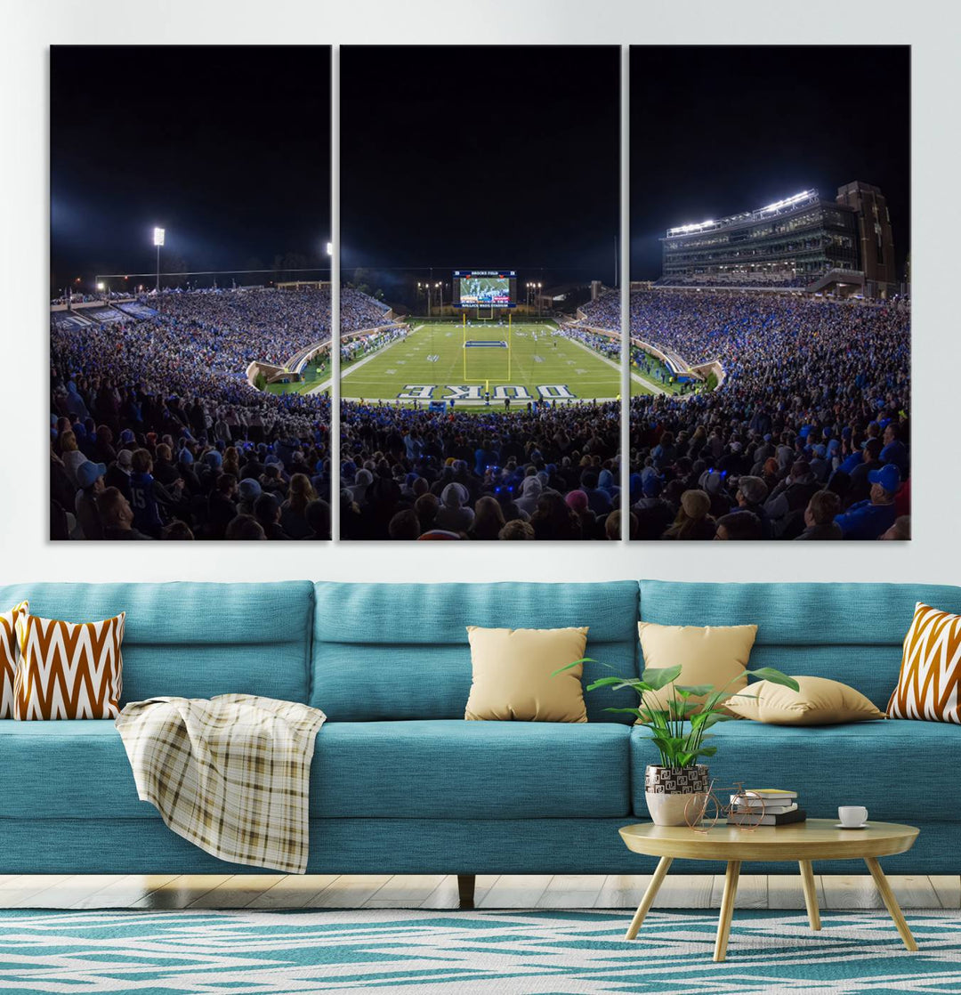 Duke University Blue Devils Football Team Print - Durham Wallace Wade Stadium Wall Art Canvas Print