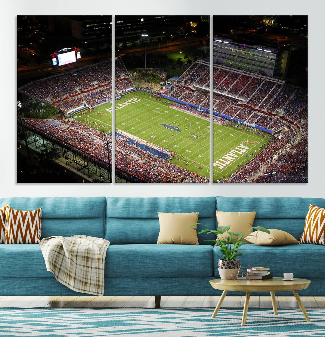 Florida Atlantic University Owls Football Team Print - Boca Raton FAU Stadium Wall Art Canvas Print