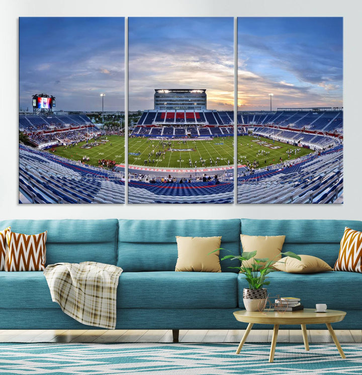 Florida Atlantic University Owls Football Team Print - Boca Raton FAU Stadium Wall Art Canvas Print