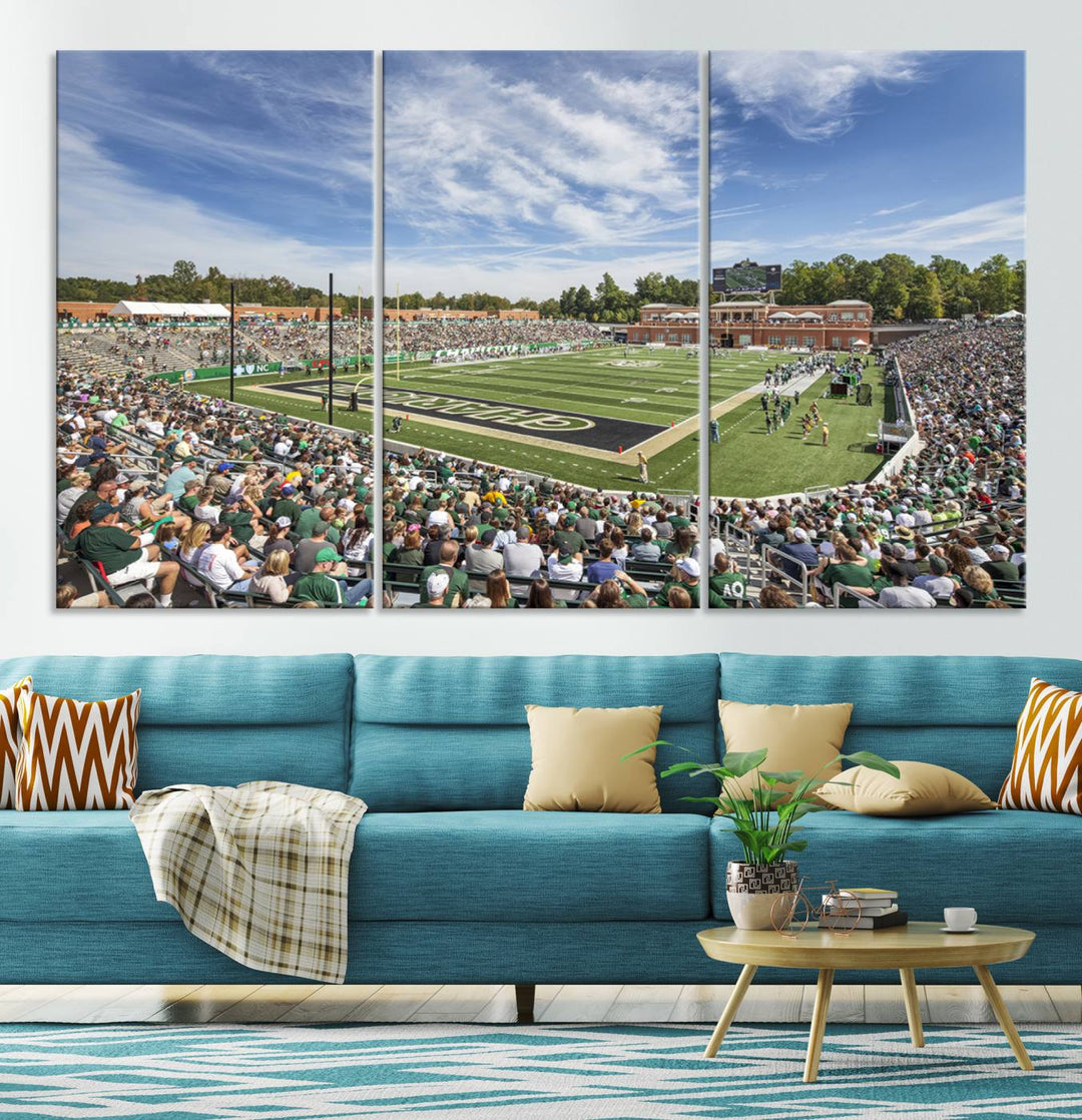 University of Charlotte 49ers Football Team Print - Charlotte Jerry Richardson Stadium Wall Art Canvas Print