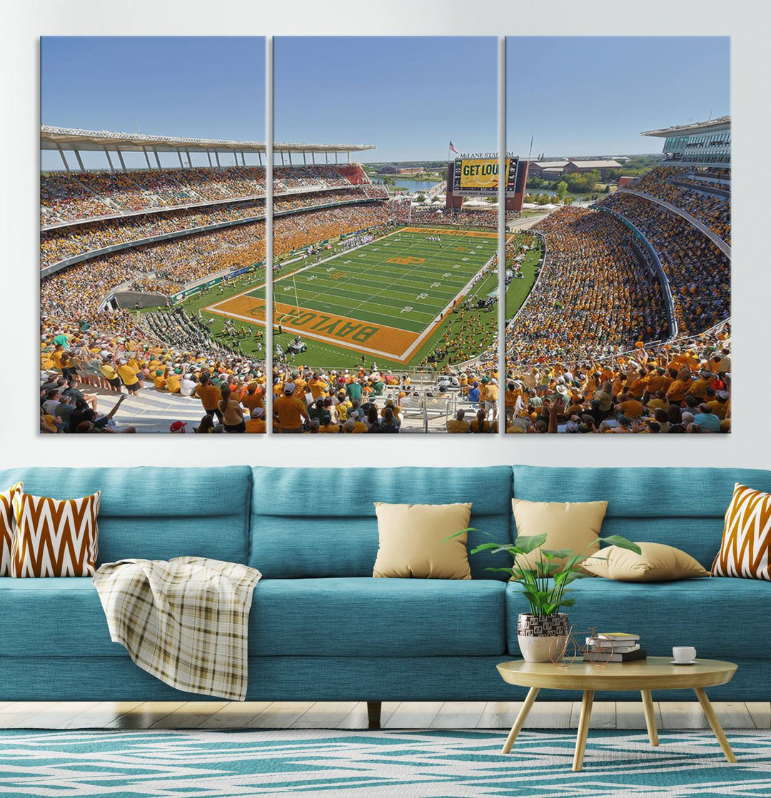 Baylor University Bears Football Team Print - Waco McLane Stadium Wall Art Canvas Print