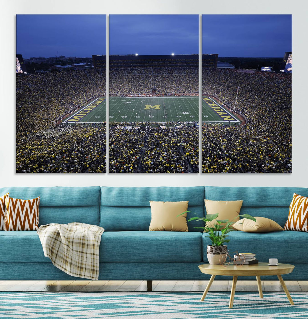 University of Michigan Wolverines Football Team Print - Ann Arbor Michigan Stadium Wall Art Canvas Print