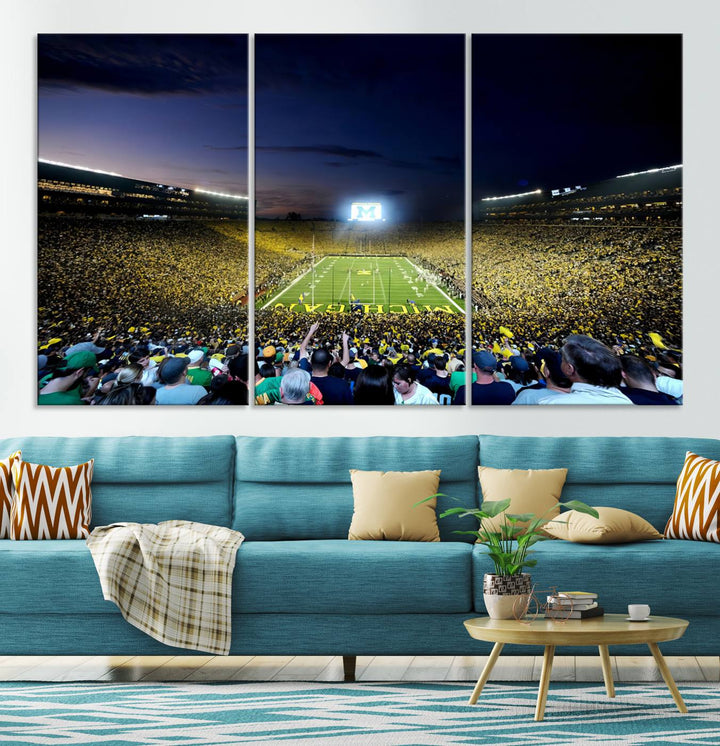 University of Michigan Wolverines Football Team Print - Ann Arbor Michigan Stadium Wall Art Canvas Print