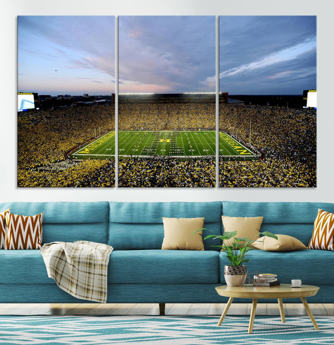 University of Michigan Wolverines Football Team Print - Ann Arbor Michigan Stadium Wall Art Canvas Print