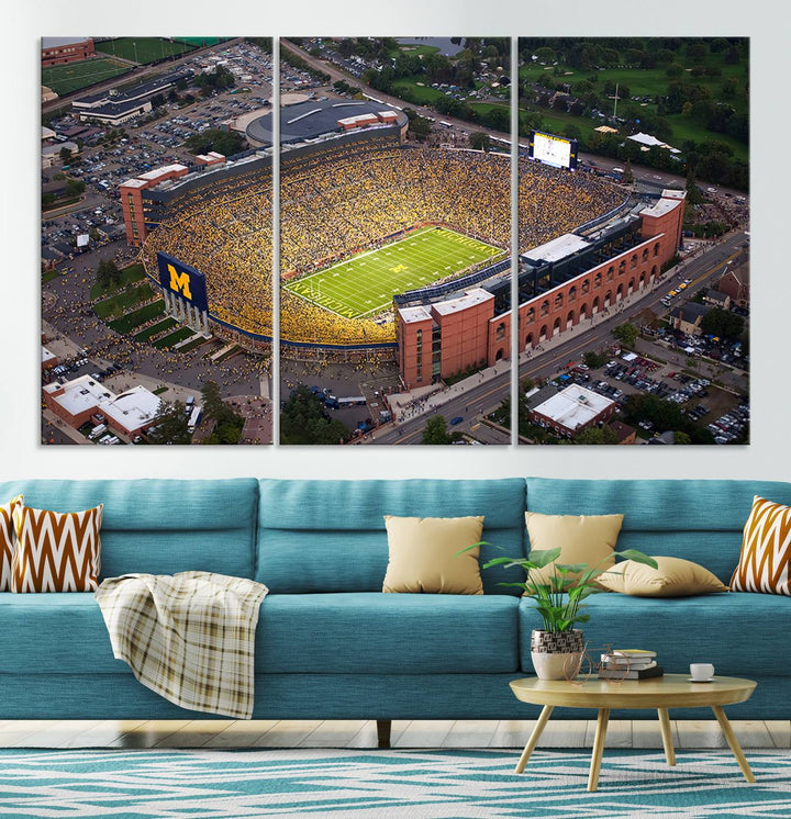 University of Michigan Wolverines Football Team Print - Ann Arbor Michigan Stadium Wall Art Canvas Print