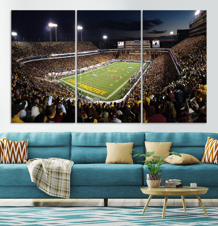 ASU Sun Devils Football Team Print - Phoenix Mountain America Stadium Wall Art Canvas Print