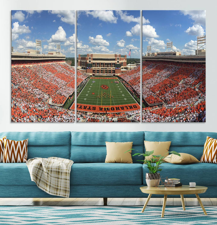 Oklahoma State Cowboys Football Team Print - Stillwater Boone Pickens Stadium Wall Art Canvas Print