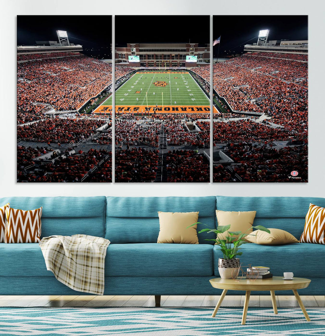 Oklahoma State Cowboys Football Team Print - Stillwater Boone Pickens Stadium Wall Art Canvas Print