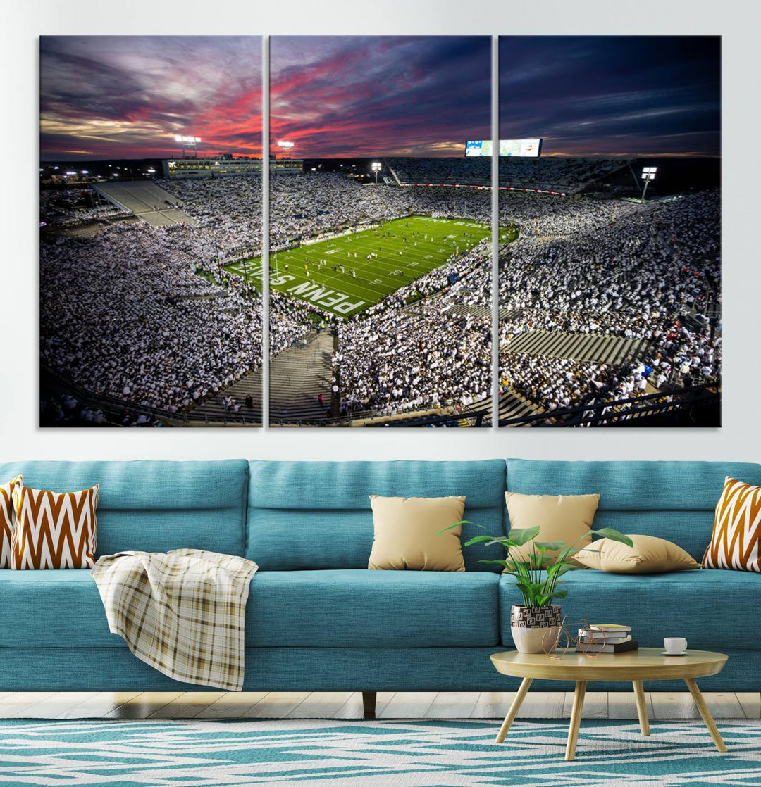 Penn State Nittany Lions Football Team Print - University Park Beaver Stadium Wall Art Canvas Print