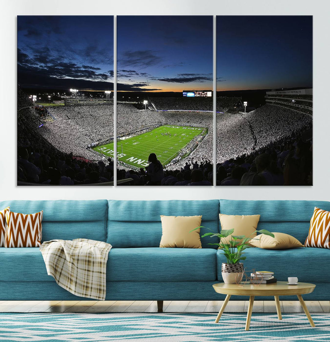 Penn State Nittany Lions Football Team Print - University Park Beaver Stadium Wall Art Canvas Print