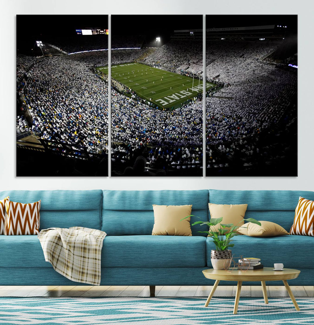 Penn State Nittany Lions Football Team Print - University Park Beaver Stadium Wall Art Canvas Print