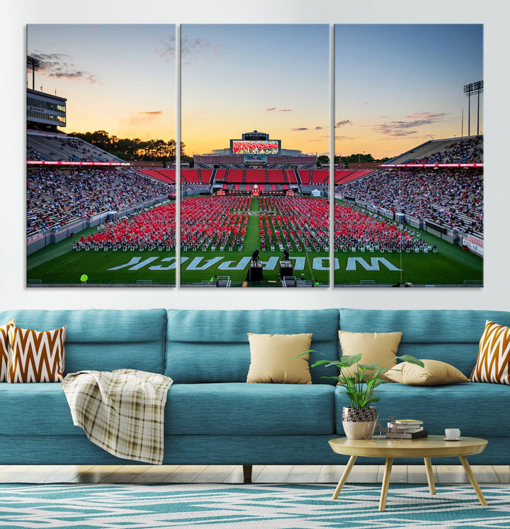 NC State Wolfpack Football Team Print - Raleigh Carter-Finley Stadium Wall Art Canvas Print