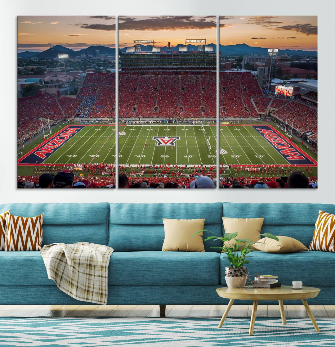 Arizona Wildcats Football Team Print - Tucson Arizona Stadium Wall Art Canvas Print