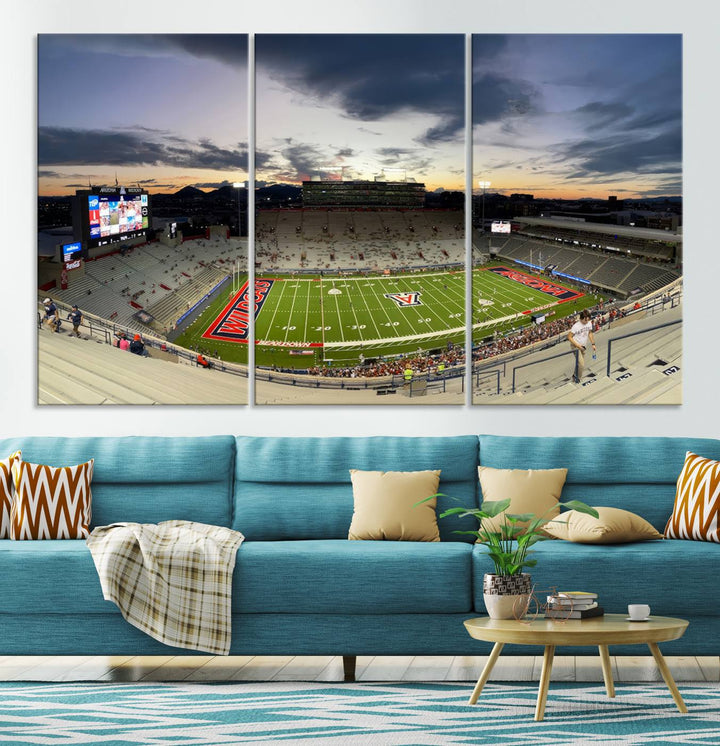 Arizona Wildcats Football Team Print - Tucson Arizona Stadium Wall Art Canvas Print