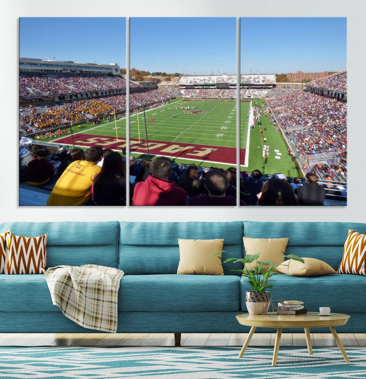 Boston College Eagles Football Team Print - Boston Alumni Stadium Wall Art Canvas Print