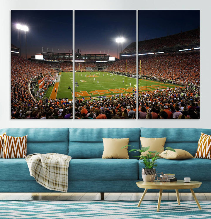 Clemson University Tigers Football Team Print - Clemson Memorial Stadium Wall Art Canvas Print