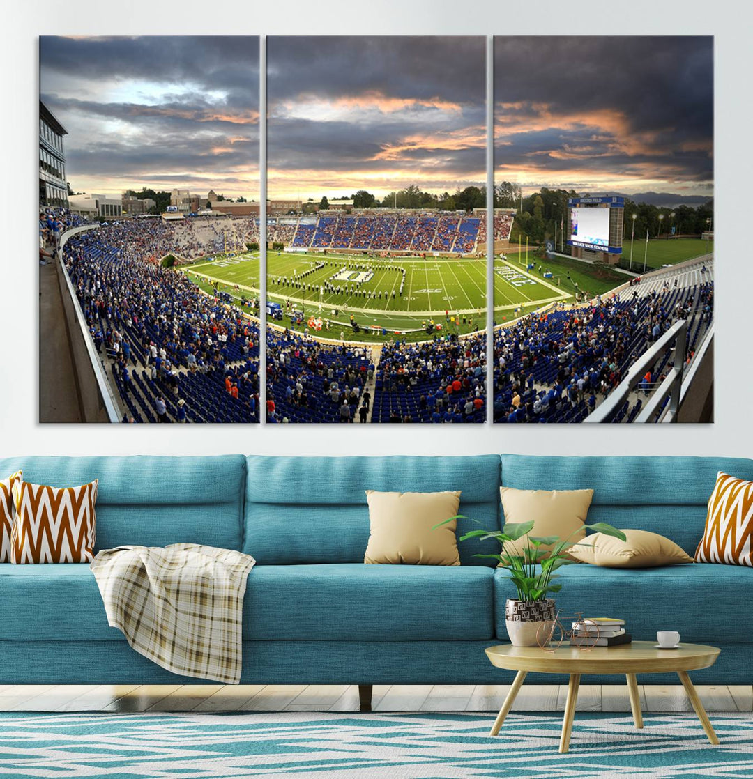 Duke University Blue Devils Football Team Print - Durham Wallace Wade Stadium Wall Art Canvas Print