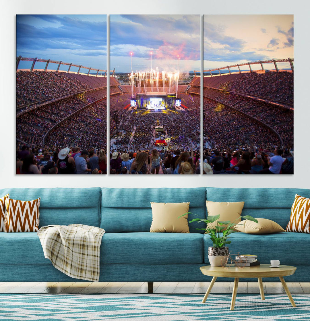 Denver Broncos Football Team Print - Empower Field at Mile High Stadium Wall Art Canvas Print