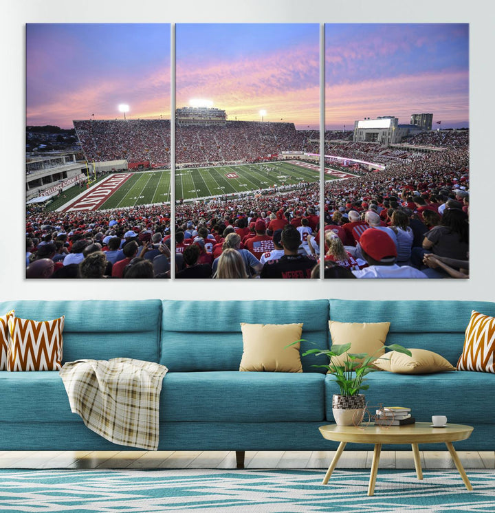 Indiana University Hoosiers Football Team Print - Bloomington Memorial Stadium Wall Art Canvas Print