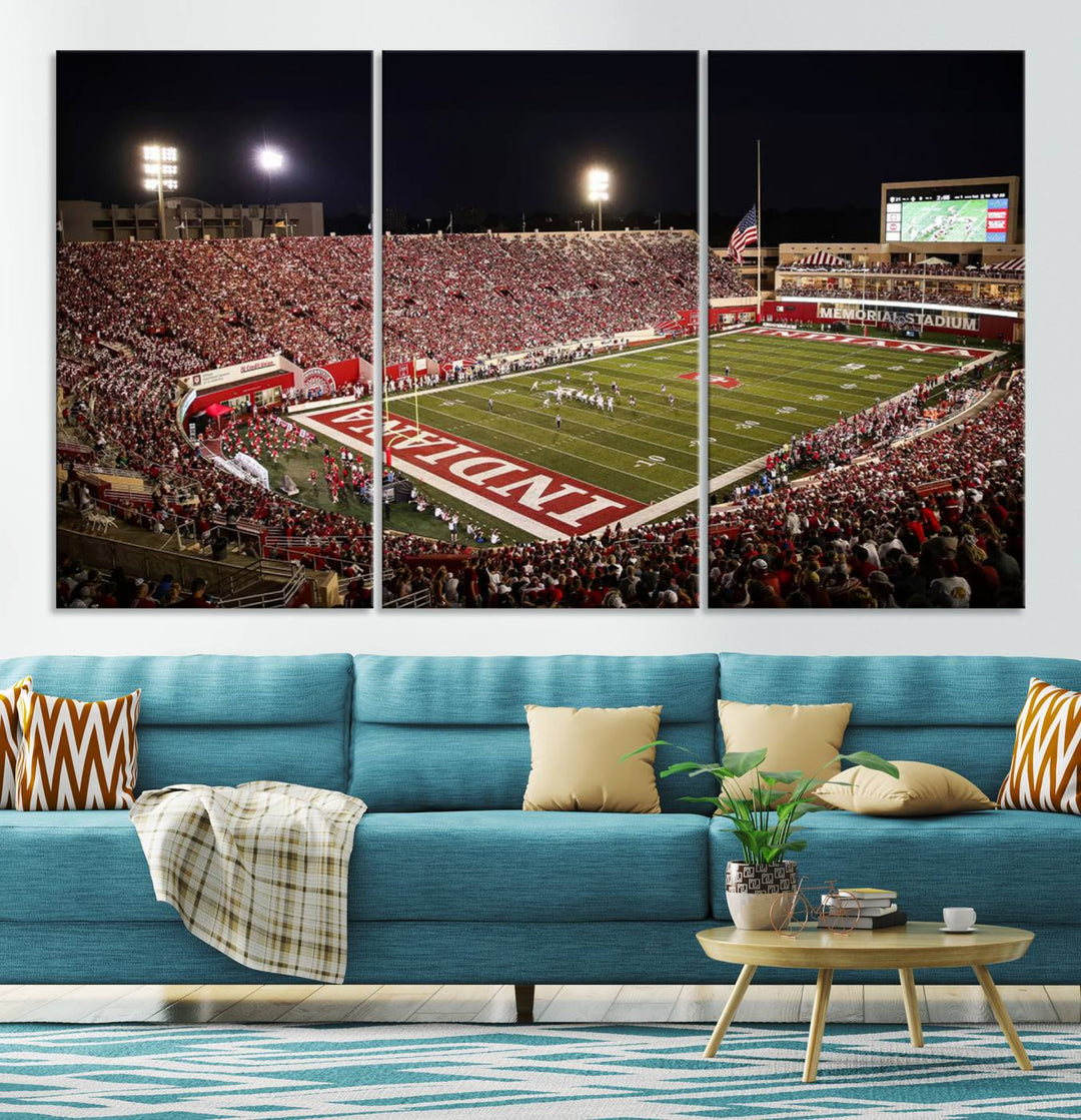 Indiana University Hoosiers Football Team Print - Bloomington Memorial Stadium Wall Art Canvas Print