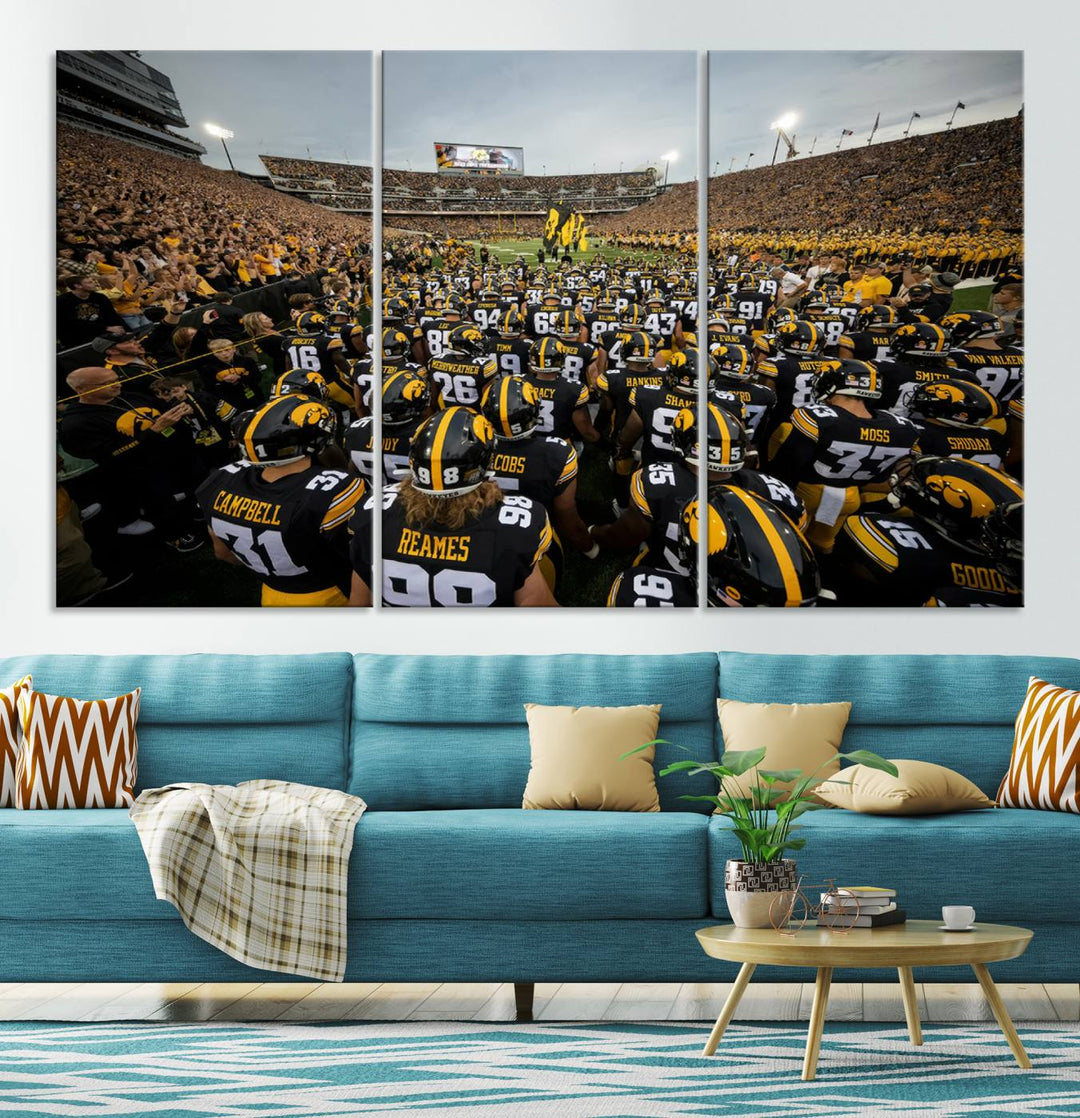 Iowa University Hawkeyes Football Team Print - Iowa City Kinnick Stadium Wall Art Canvas Print