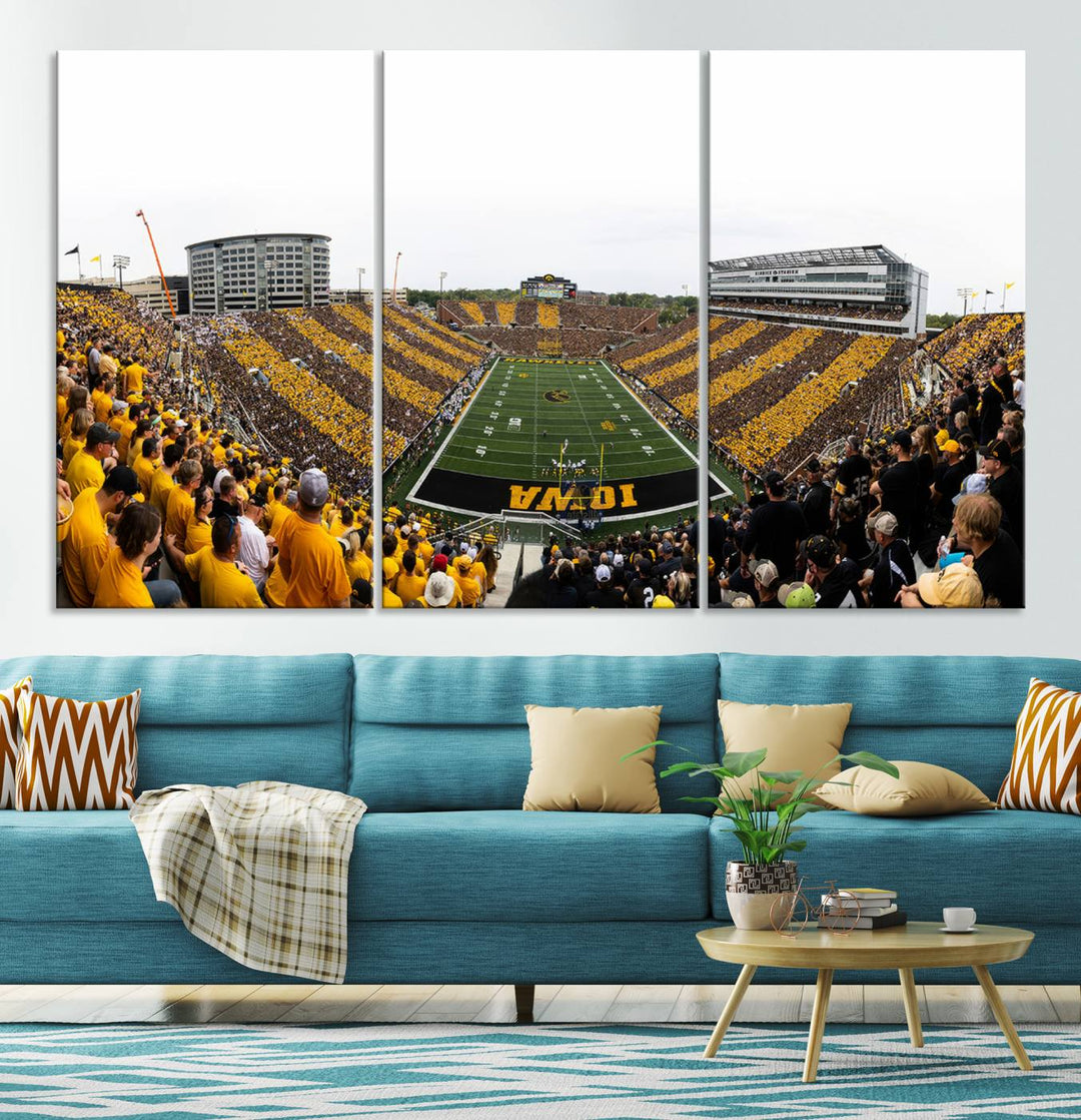 Iowa University Hawkeyes Football Team Print - Iowa City Kinnick Stadium Wall Art Canvas Print