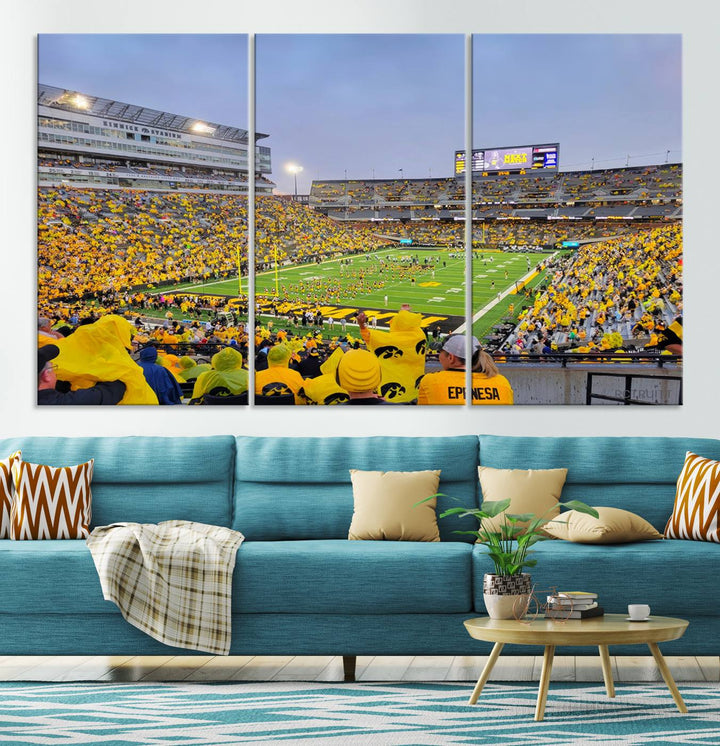 Iowa University Hawkeyes Football Team Print - Iowa City Kinnick Stadium Wall Art Canvas Print