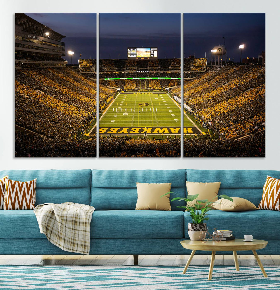 Iowa University Hawkeyes Football Team Print - Iowa City Kinnick Stadium Wall Art Canvas Print