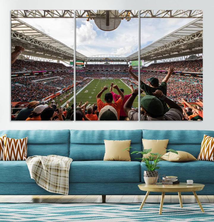 Miami Hurricanes Football Team Print - Miami Hard Rock Stadium Wall Art Canvas Print