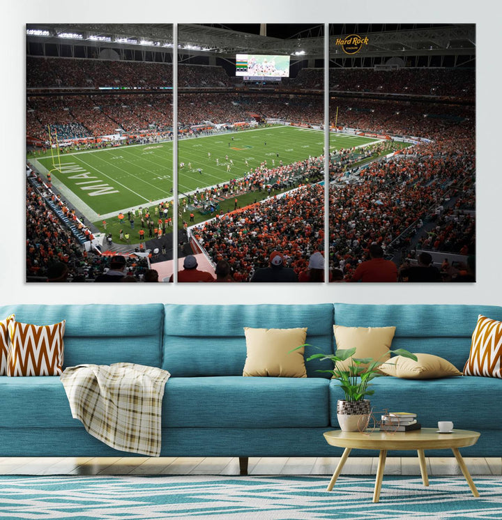 Miami Hurricanes Football Team Print - Miami Hard Rock Stadium Wall Art Canvas Print