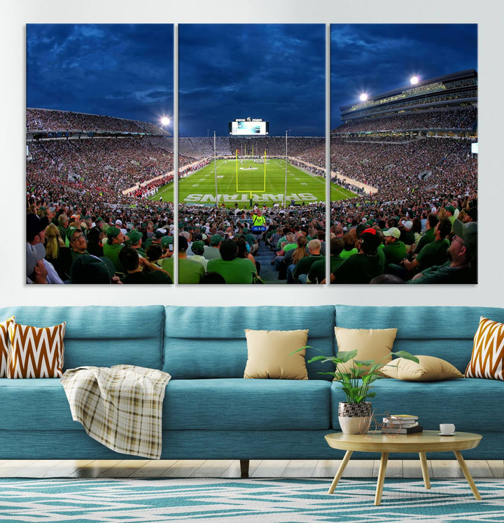 Michigan State Spartans Football Team Print - East Lansing Spartan Stadium Wall Art Canvas Print