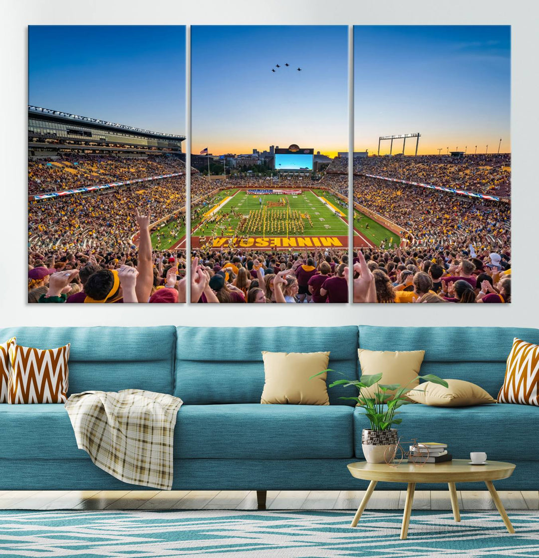 University of Minnesota Golden Gophers Football Team Print - Minneapolis Huntington Bank Stadium Wall Art Canvas Print