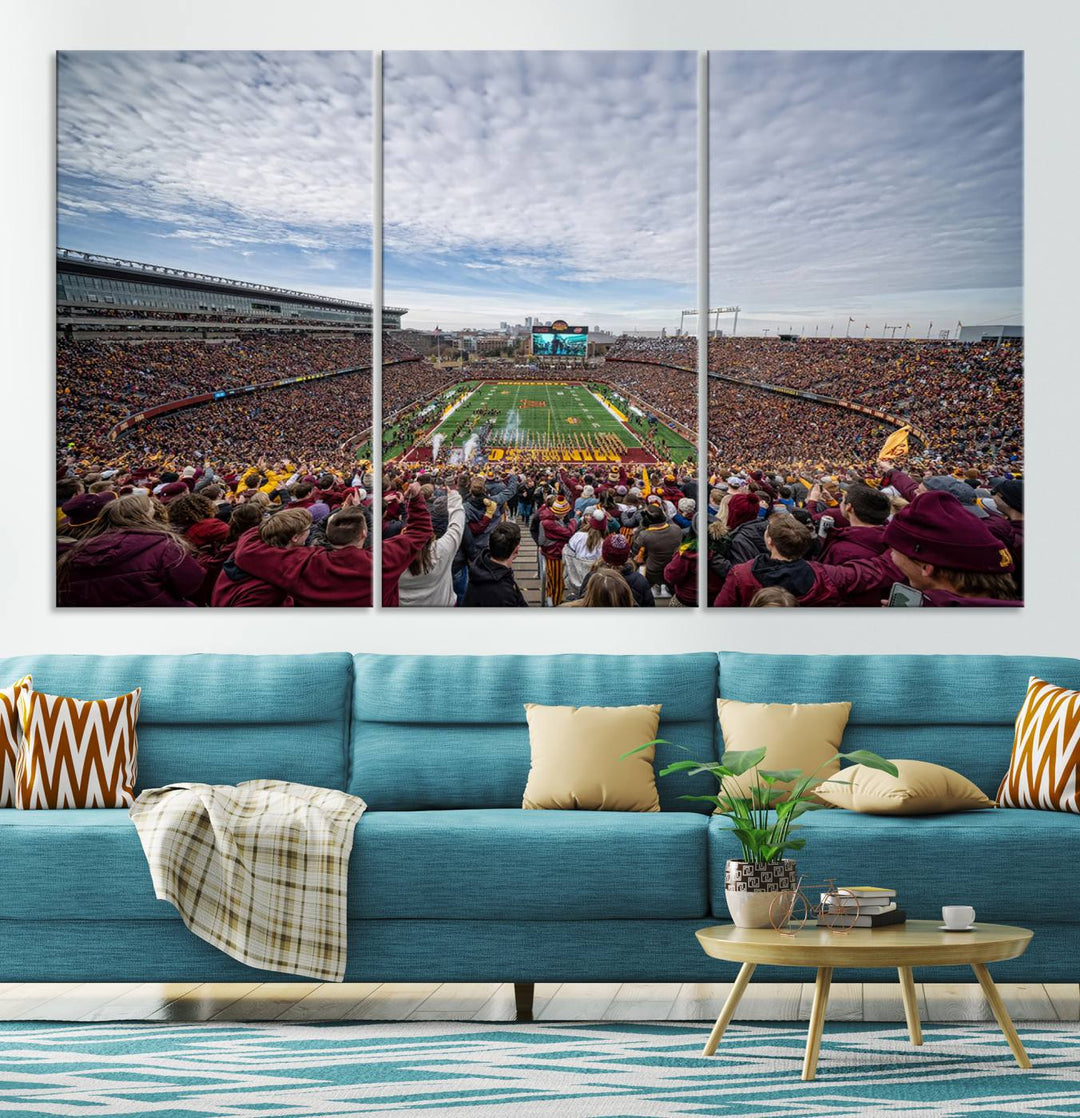 University of Minnesota Golden Gophers Football Team Print - Minneapolis Huntington Bank Stadium Wall Art Canvas Print