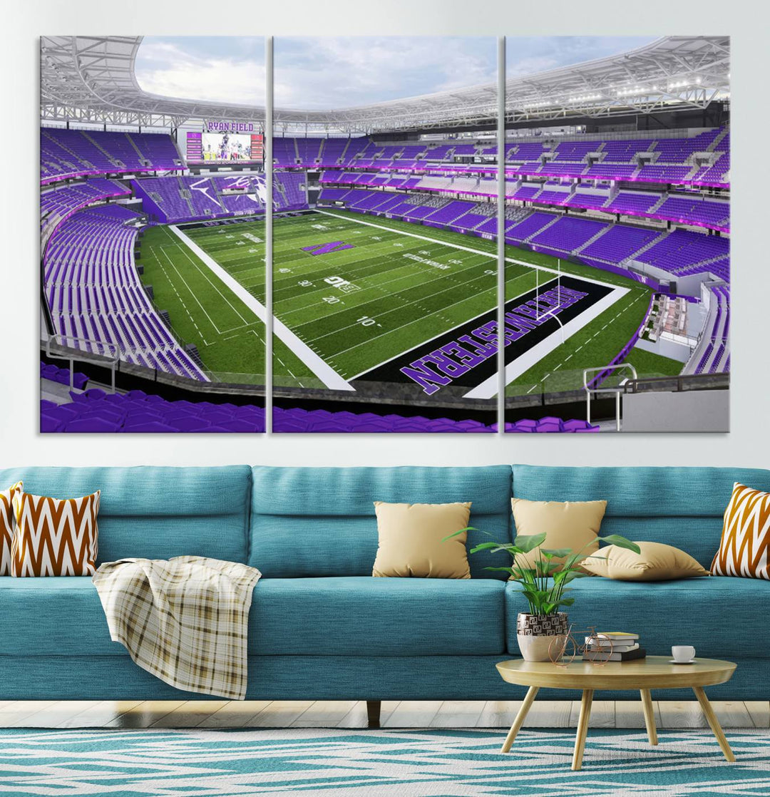 Northwestern University Wildcats Football Team Print - Evanston Ryan Field Wall Art Canvas Print