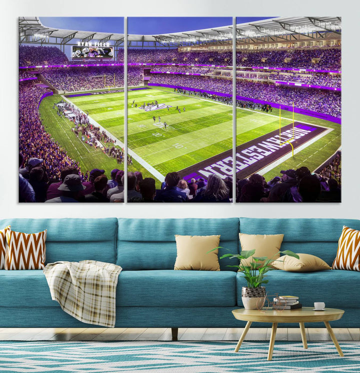 Northwestern University Wildcats Football Team Print - Evanston Ryan Field Wall Art Canvas Print