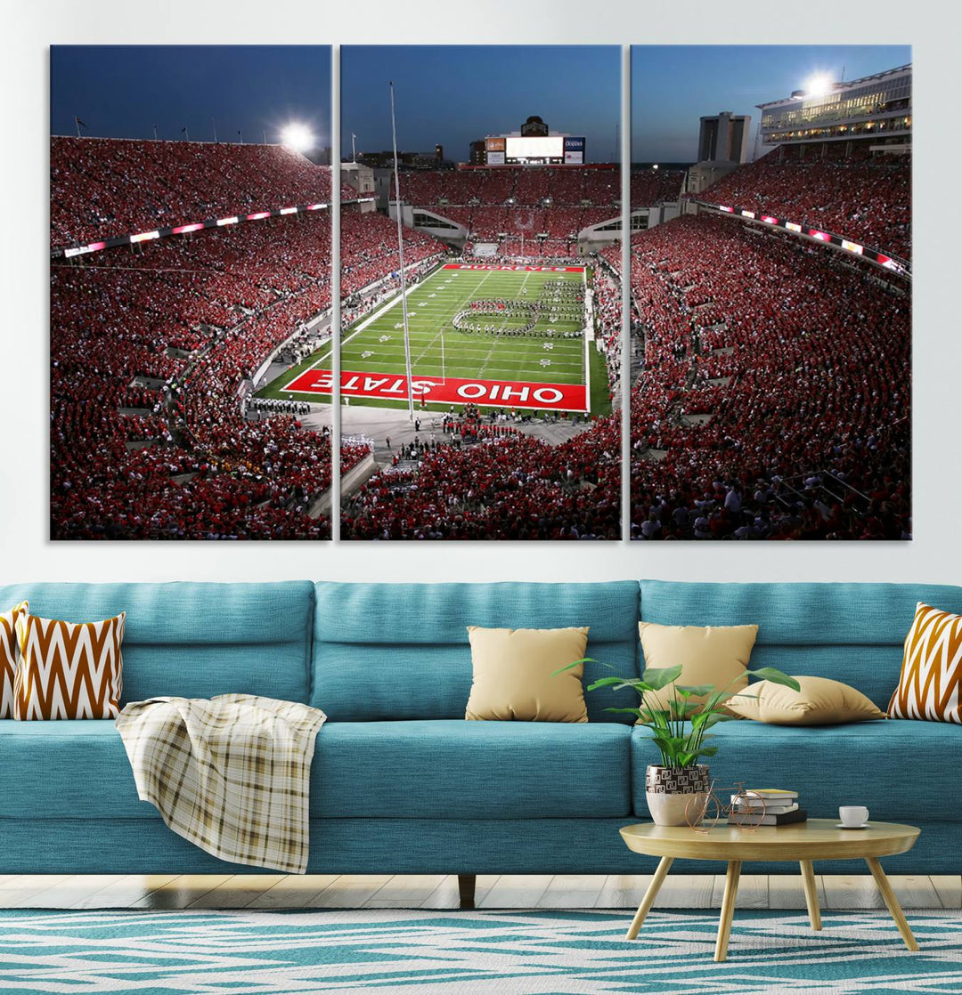 Ohio State University Buckeyes Football Team Print - Columbus Ohio Stadium Wall Art Canvas Print