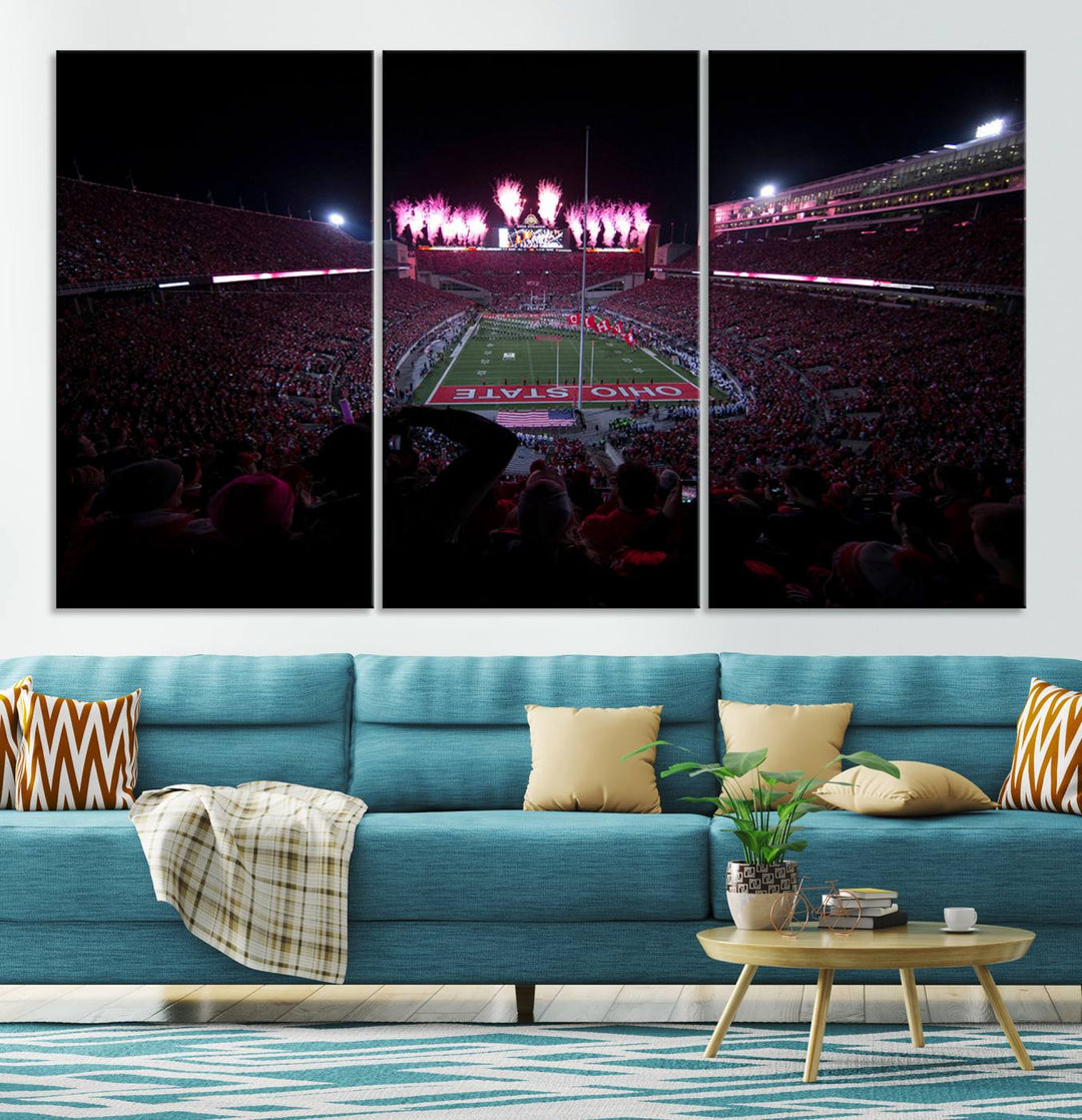 Ohio State University Buckeyes Football Team Print - Columbus Ohio Stadium Wall Art Canvas Print