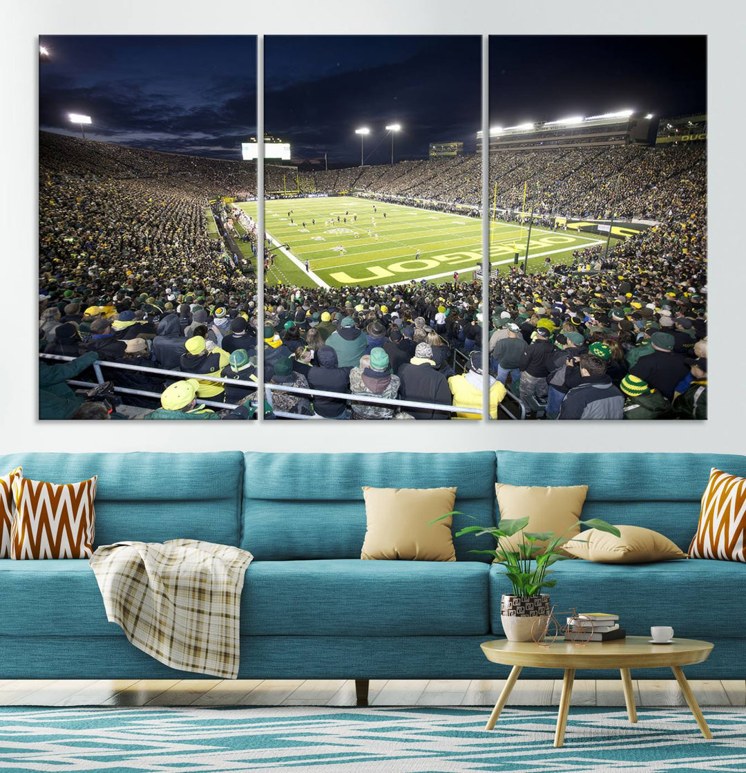 University of Oregon Ducks Football Team Print - Eugene Autzen Stadium Wall Art Canvas Print