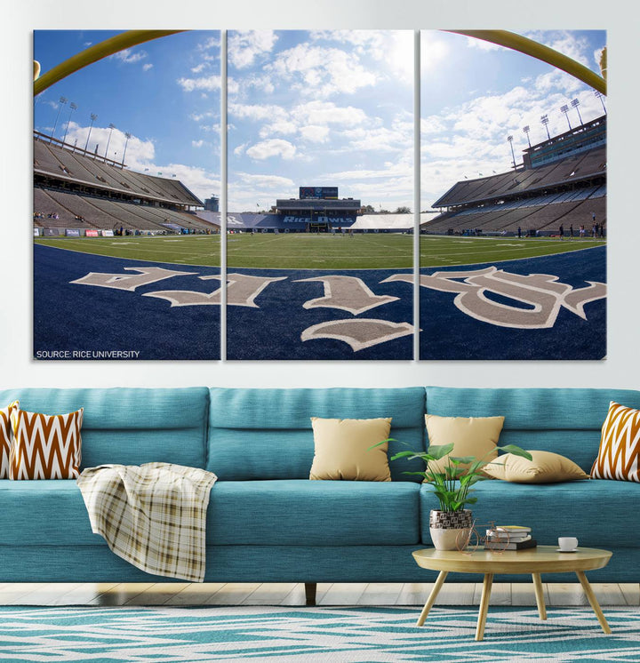 Rice University Owls Football Team Print - Houston Rice Stadium Wall Art Canvas Print