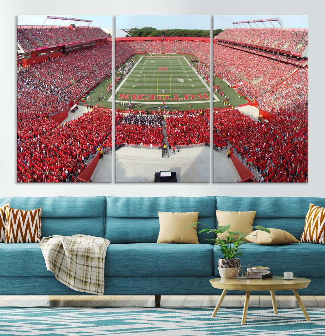 Rutgers Scarlet Knights Football Team Print - Piscataway SHI Stadium Wall Art Canvas Print