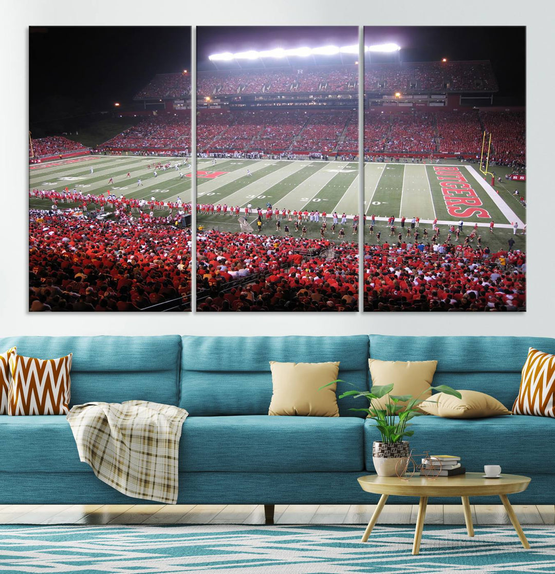 Rutgers University Scarlet Knights Football Team Print - Piscataway SHI Stadium Wall Art Canvas Print