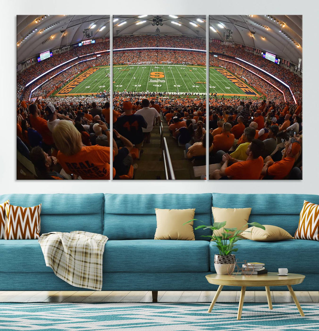 From above, the view resembles the Syracuse University Orange Football Team Wall Art Canvas.