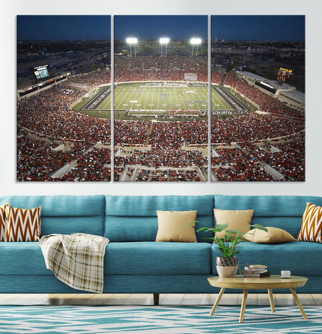 Texas Tech Red Raiders Football Team Print - Lubbock Jones AT&T Stadium Wall Art Canvas Print