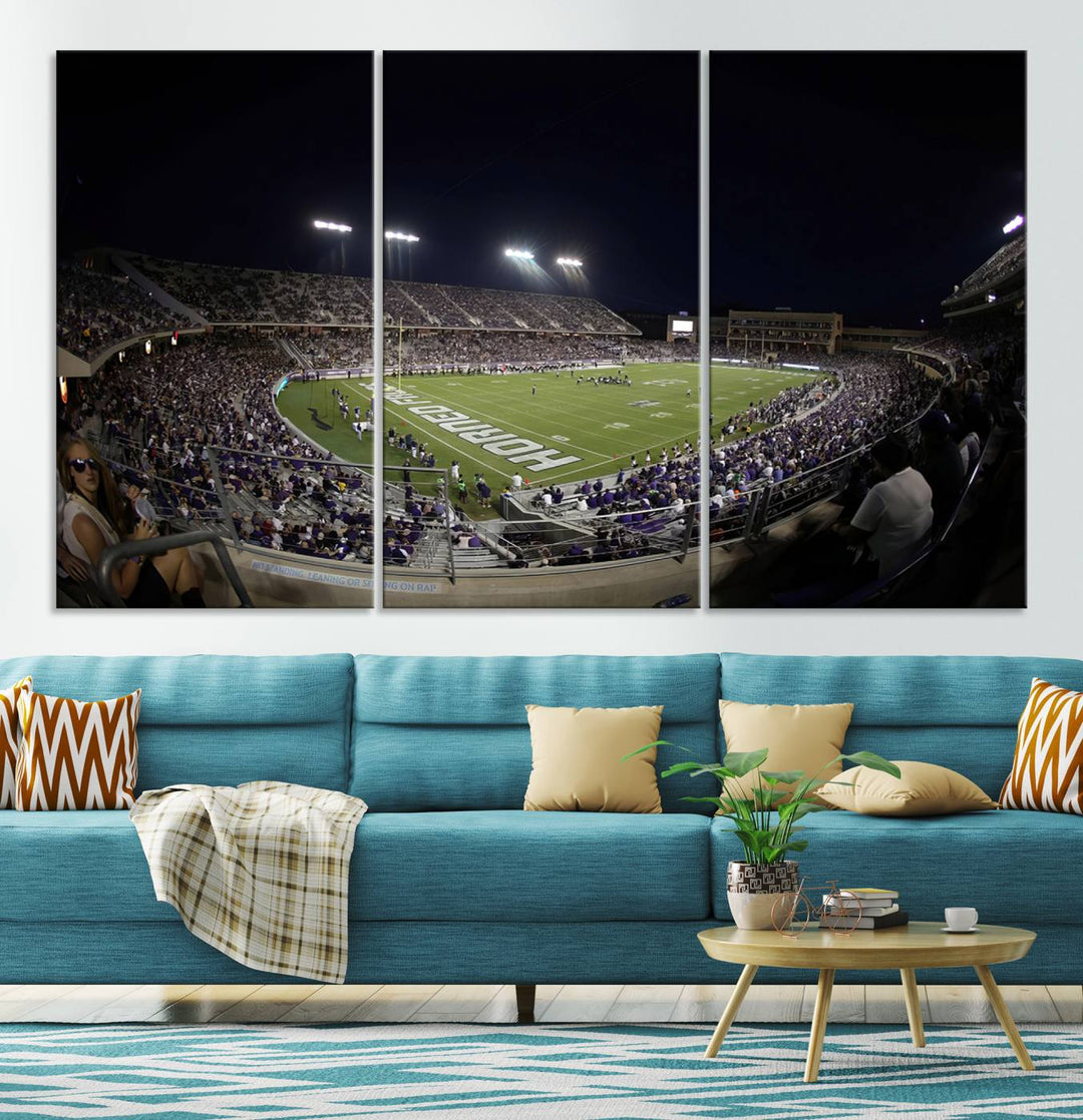 TCU Horned Frogs Football Team Print - Fort Worth Amon G. Carter Stadium Wall Art Canvas Print.