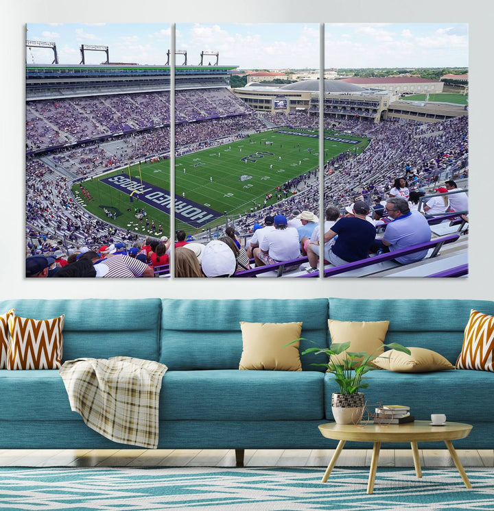 The Texas Christian University TCU Horned Frogs Football Team Print - Fort Worth Amon G. Carter Stadium Wall Art Canvas Print