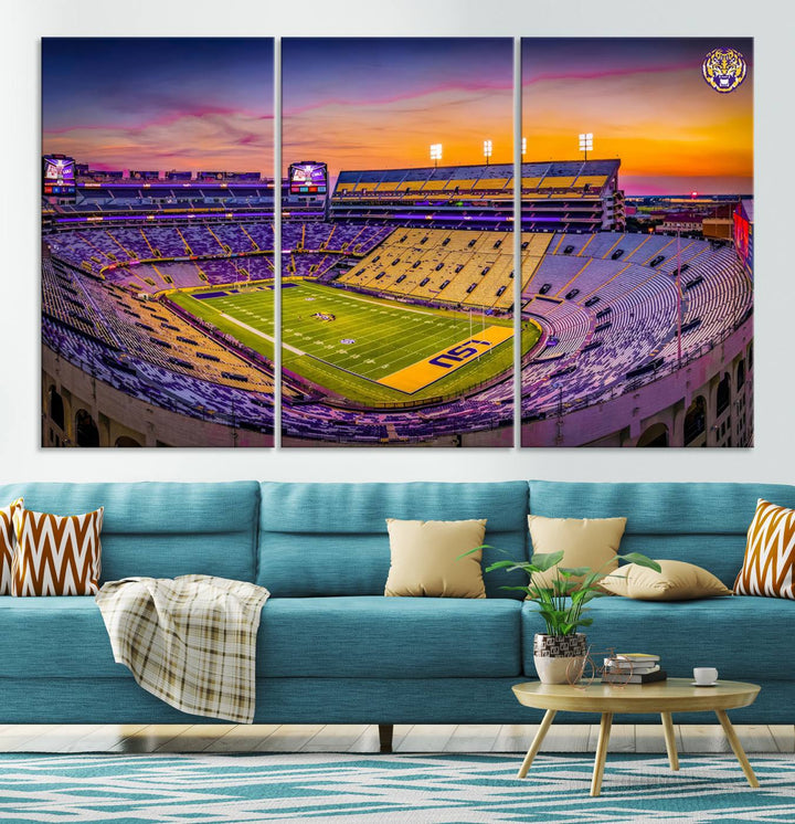 The Louisiana State University Tigers Football Team Print - Baton Rouge Tiger Stadium Wall Art Canvas Print