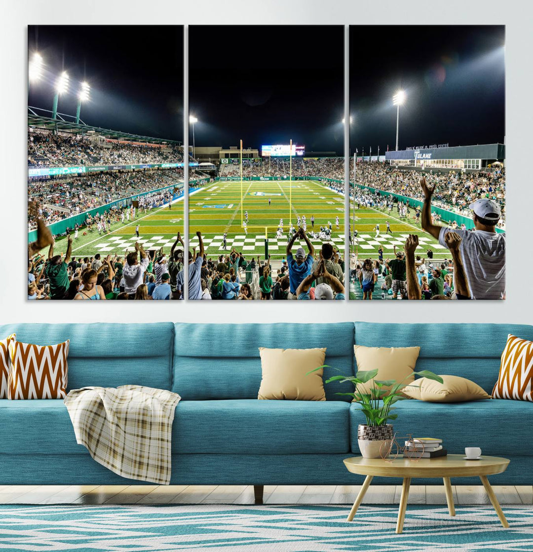 The Tulane University Green Wave Football Team Print - New Orleans Yulman Stadium Wall Art Canvas Print