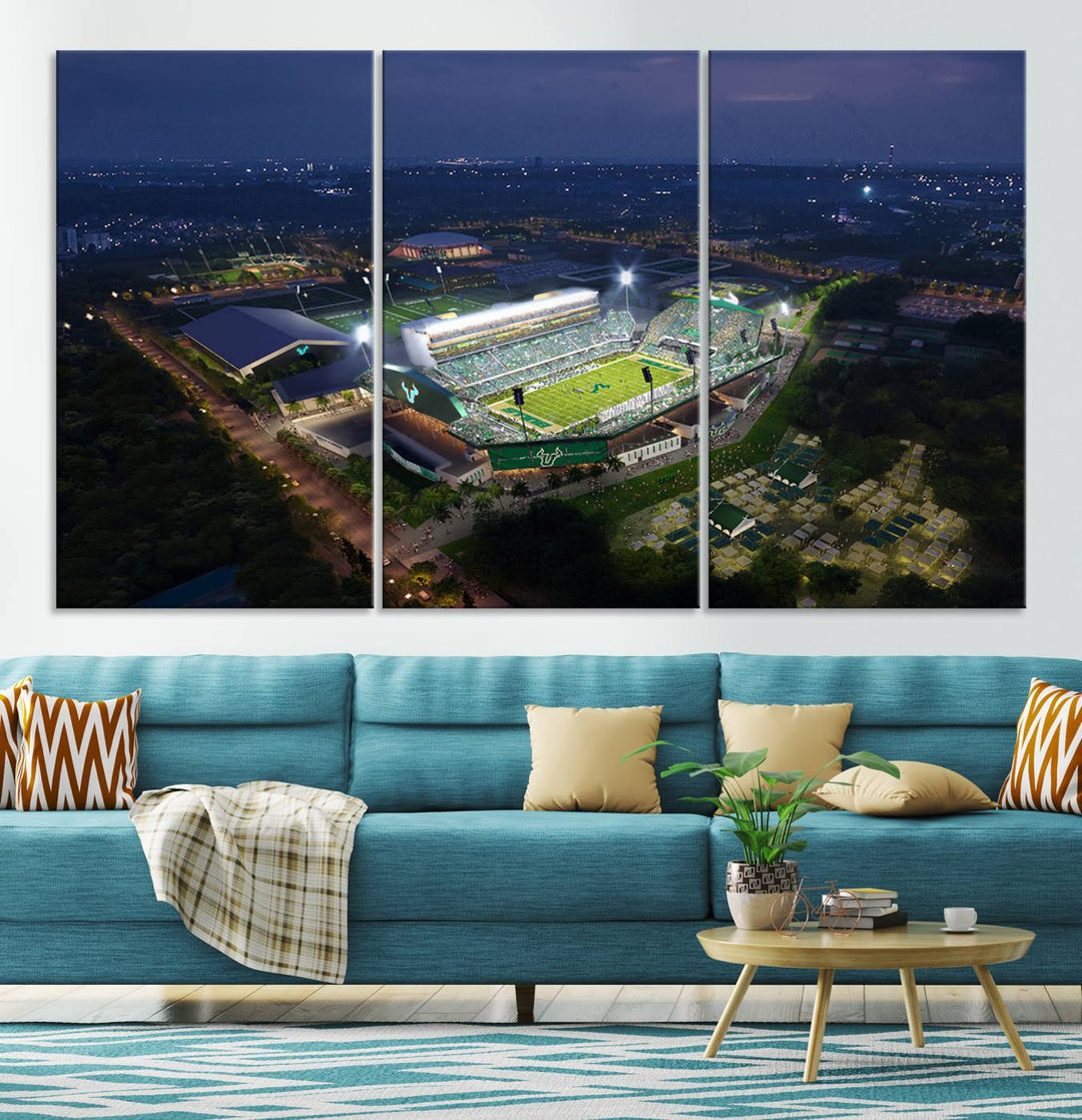 The University of South Florida Bulls Football Team Print - Tampa USF Football Stadium Wall Art Canvas Print