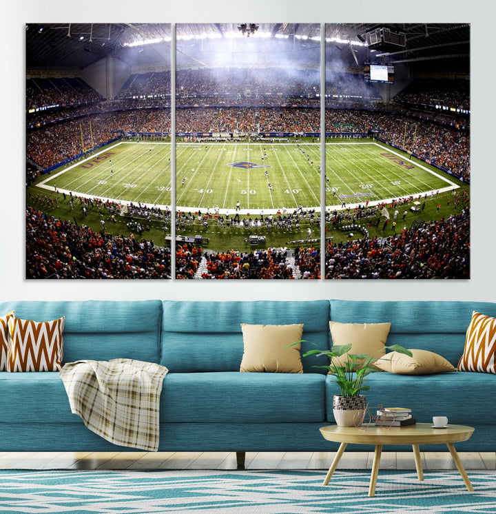 The University of Texas at San Antonio Roadrunners Football Team Print - San Antonio Alamodome Wall Art Canvas Print